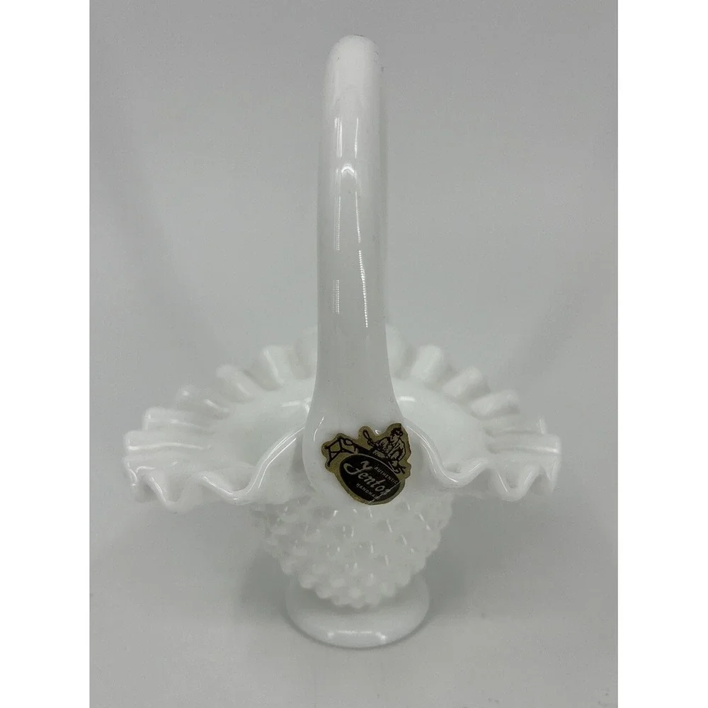 Fenton Milk Glass Hobnail Ruffled Edge 6